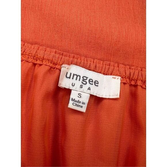 Umgee Women’s Small Crochet Bell Sleeve Shift Dress Orange - Picture 6 of 7